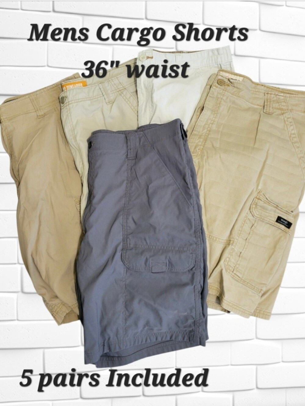 Men's Cargo Shorts Bundle of 5 - Includes Lee Wrangler and More